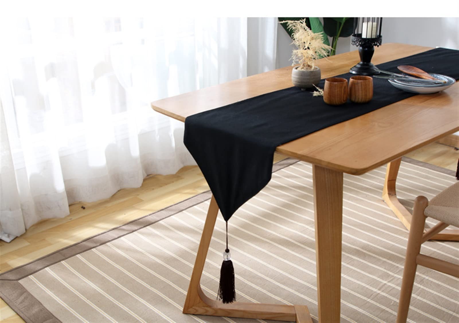 Elegancki i luksusowy Biały elegancki stół obrusowy czarny stół akcesoria Prezenty świąteczne (Color : Black, Size : 33x200cm)