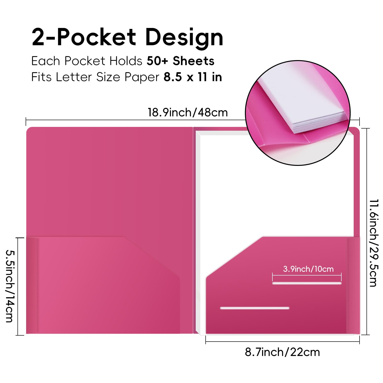 Lot de 40 chemises en plastique avec poches, format lettre, 10