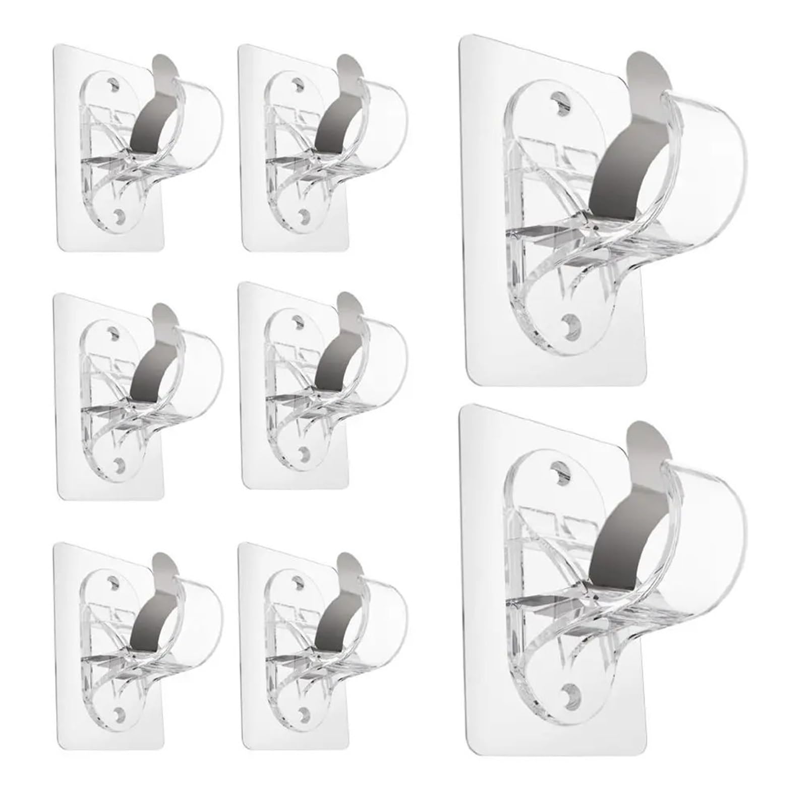 Lot de 20 supports de tringle à rideaux auto-adhésifs universels réglables sans perçage pour salle de bain et chambre à coucher