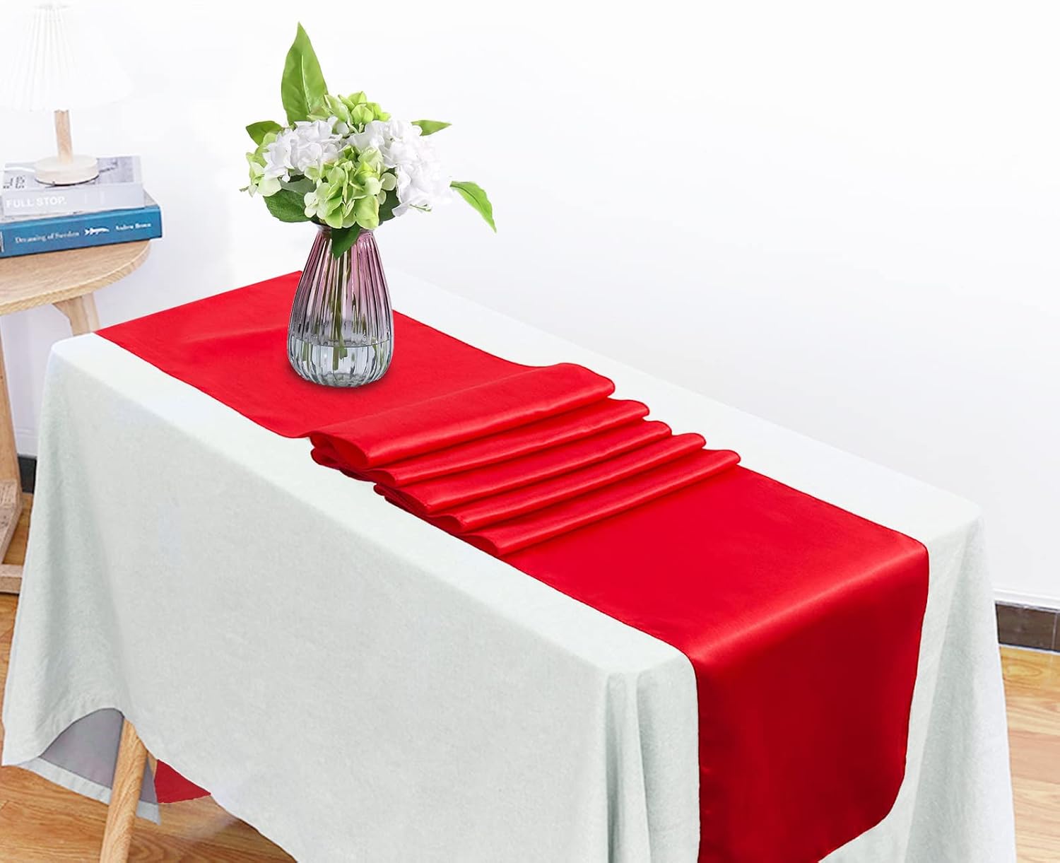 12 Pack Red Table Runners, Satin Table Runner 12x108 Inches Long, Silk and Smooth Fabric Table Runner for Wedding, Parties, Banquets, Event Decoration