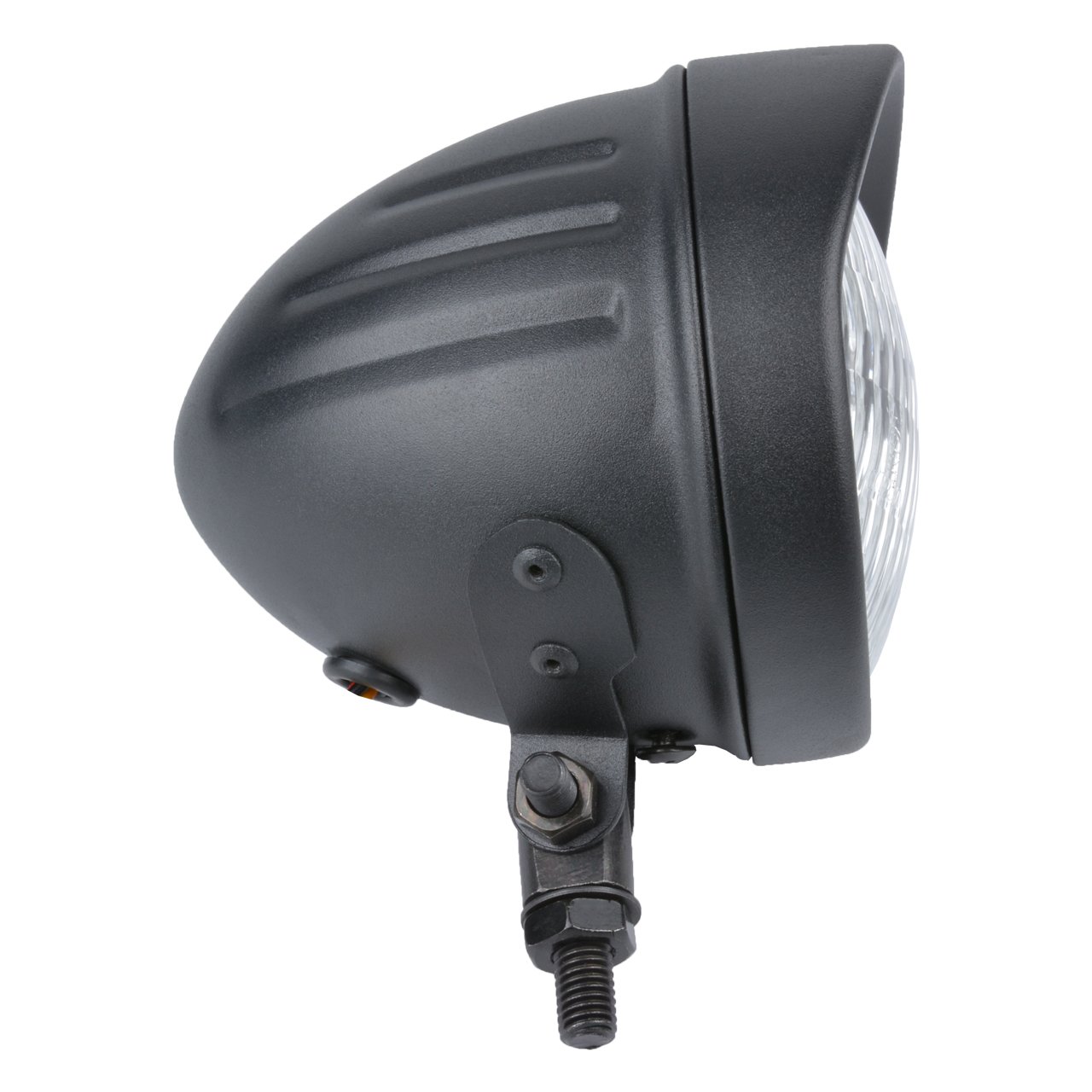 KATUR Universale 16,5 cm Moto Faro Lampada Retro Lente Trasparente Lato Montato Singolo Faro Lampadina Incandescente (Luce Bianca
