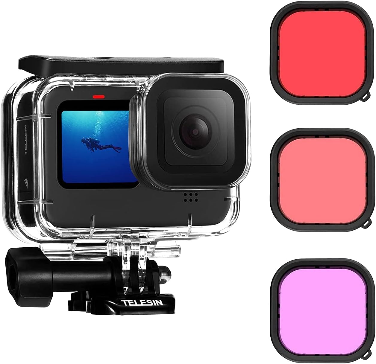Waterproof Case with 3 Pack Dive Filters for GoPro Hero 13/12/11/10/9 Black 45M Deep Underwater Snorkeling Scuba Diving