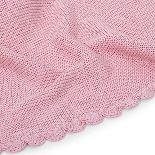 Image of haus & kinder Knitted Baby Blanket with Cuddle Cloth, Breathable Baby Blankets Newborn, Baby Blanket for 0-2 Years, Cozy Blankets for Crib, Nursery & Stroller, New Born Baby Essentials | Musk Rose