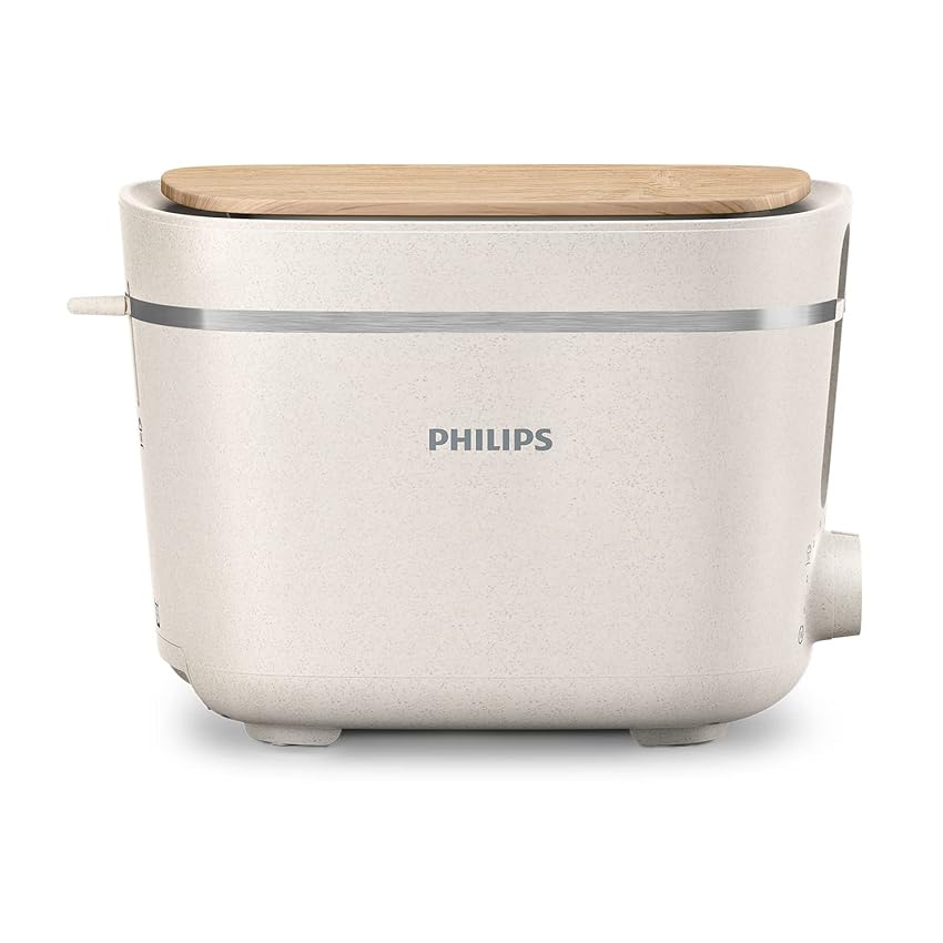 Immagine del prodotto Philips Domestic Appliances Conscious Collection Tostapane Biologico, 100 Per Cento Plastica Riciclata, 8 Livelli Di Abbronzatura, Crema, Hd2640/10, Bianco Seta