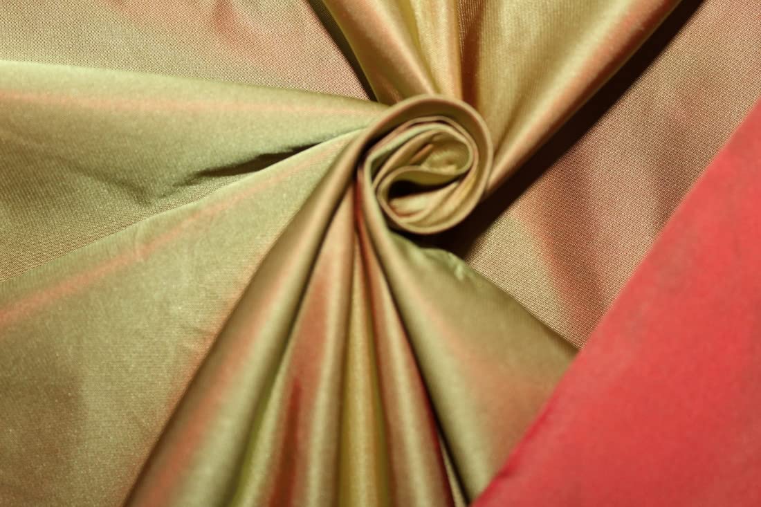 Soie néerlandaise satinée vert et rouille de 37mm pour créations haute couture
