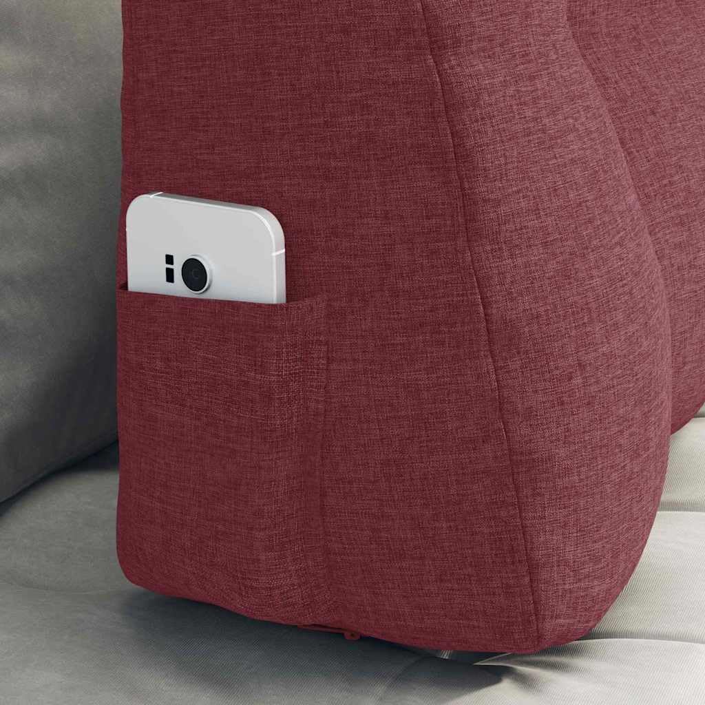Cojín de espalda rojo vino 80 x 24 x 50 cm, tejido ergonómico, cojín trasero ergonómico para un mejor agarre y comodidad, funda aterciopelada con cremallera, relleno de poliéster para una
