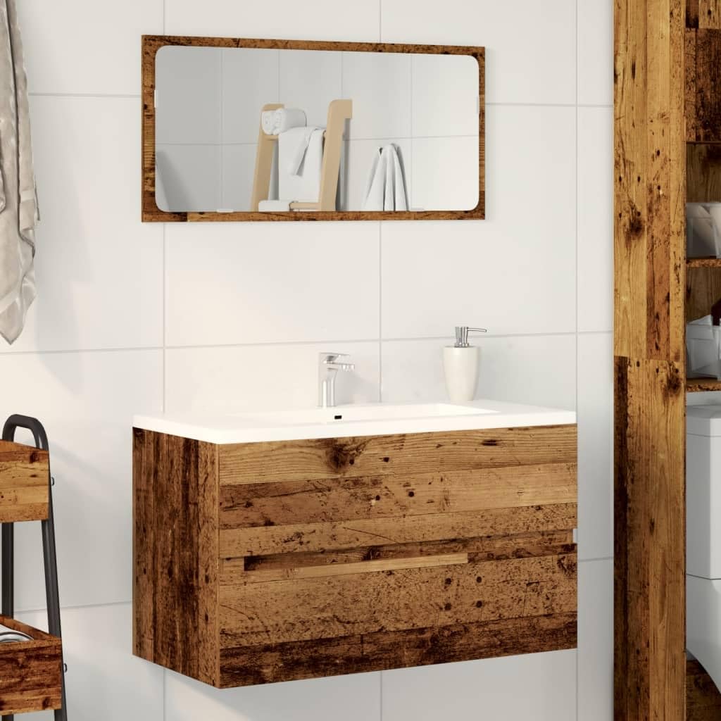 Meuble sous lavabo en bois vieilli 90 x 38,5 x 45 cm