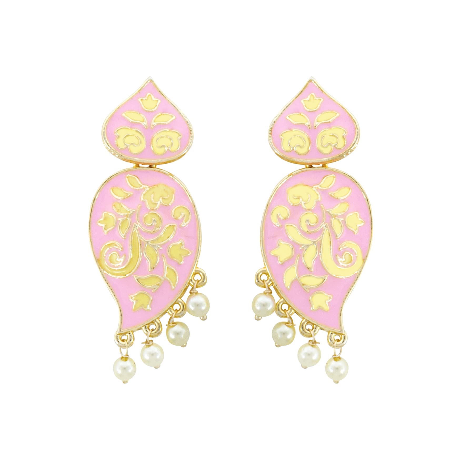 Yellow Chimes Earrings for Women and Girls Meenakari Earrings | Gold Tone Pink Meenakari Drop Earrings | Birthday Gift for girls and women Anniversary Gift for Wife (B0C1RY8FK4) Amazon Price History, Amazon Price Tracker