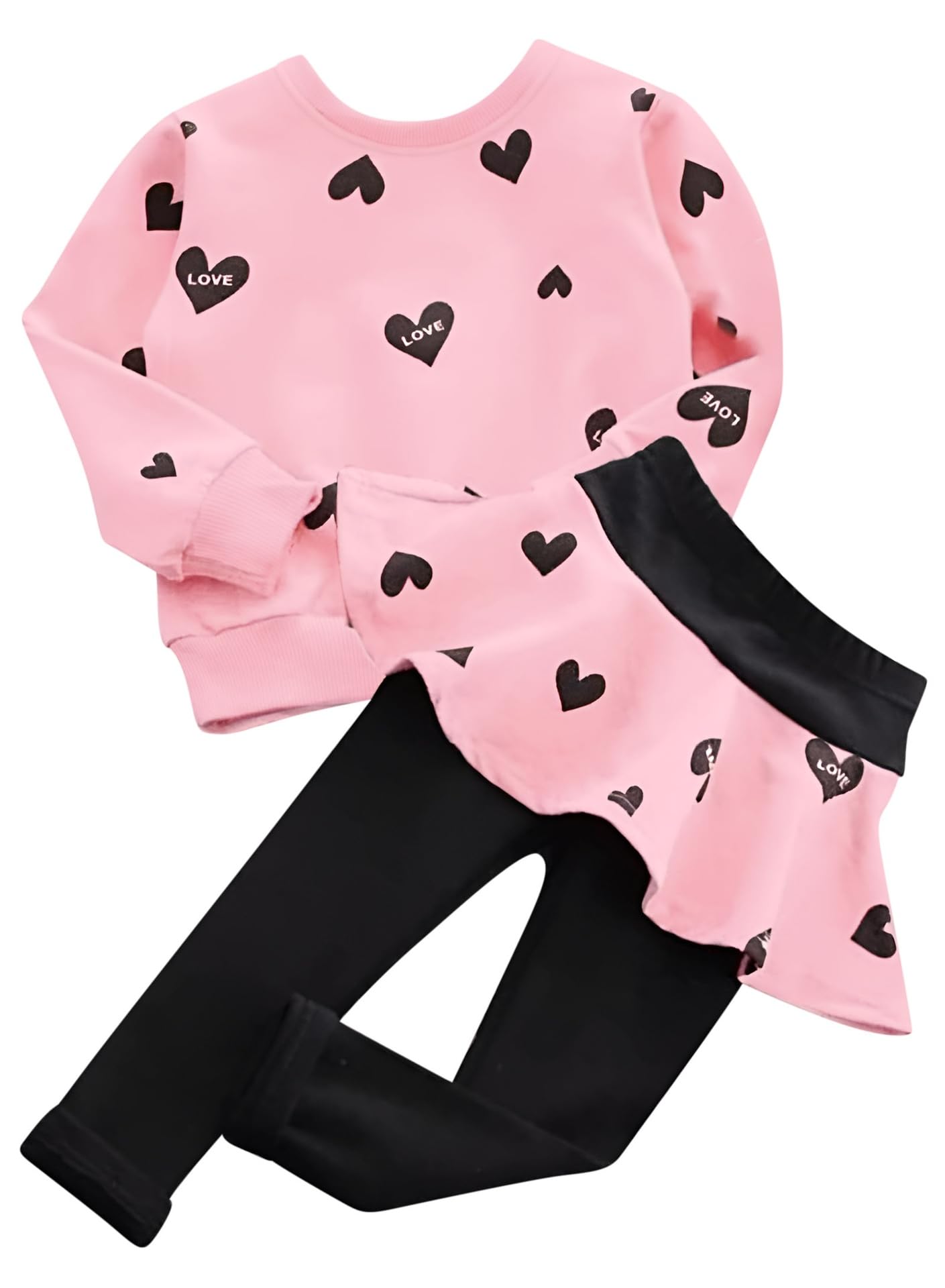 Niedliches Kleidungsset für Kleinkinder, Babys, Mädchen, langärmeliges T-Shirt und Hose