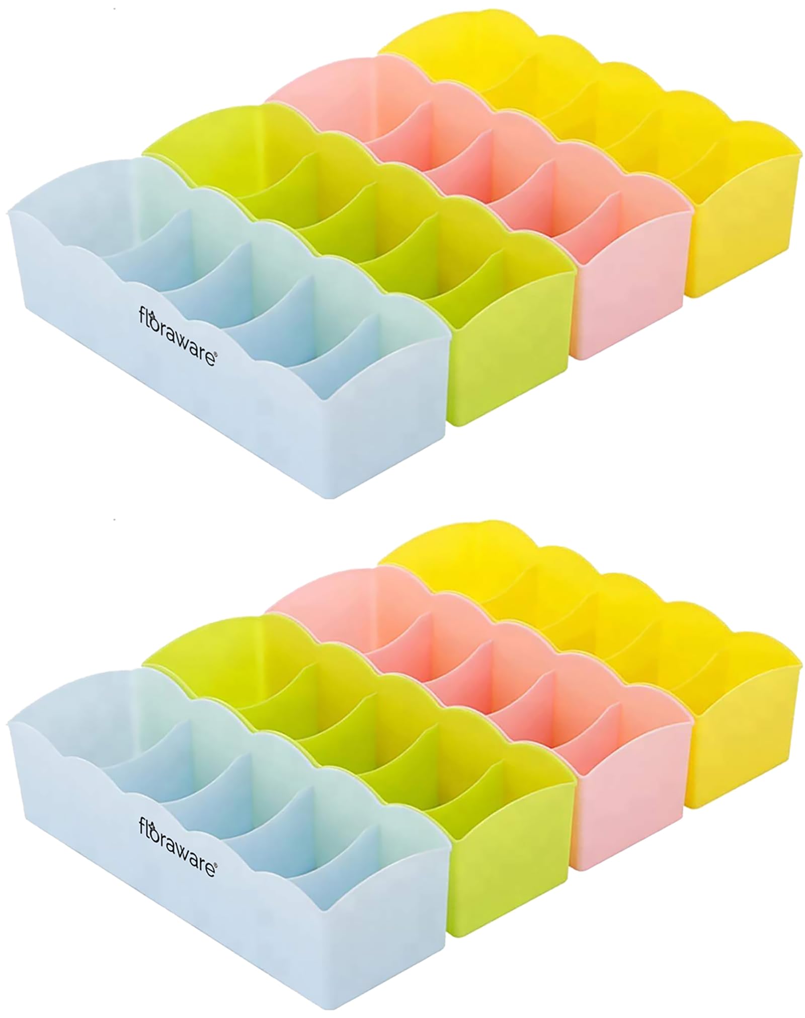 FlorawareFloraware Plastic Storage Box Drawer Organizer, Underwear Innerwear Socks Undergarments Storage Drawer Organiser set 2 Multicolour