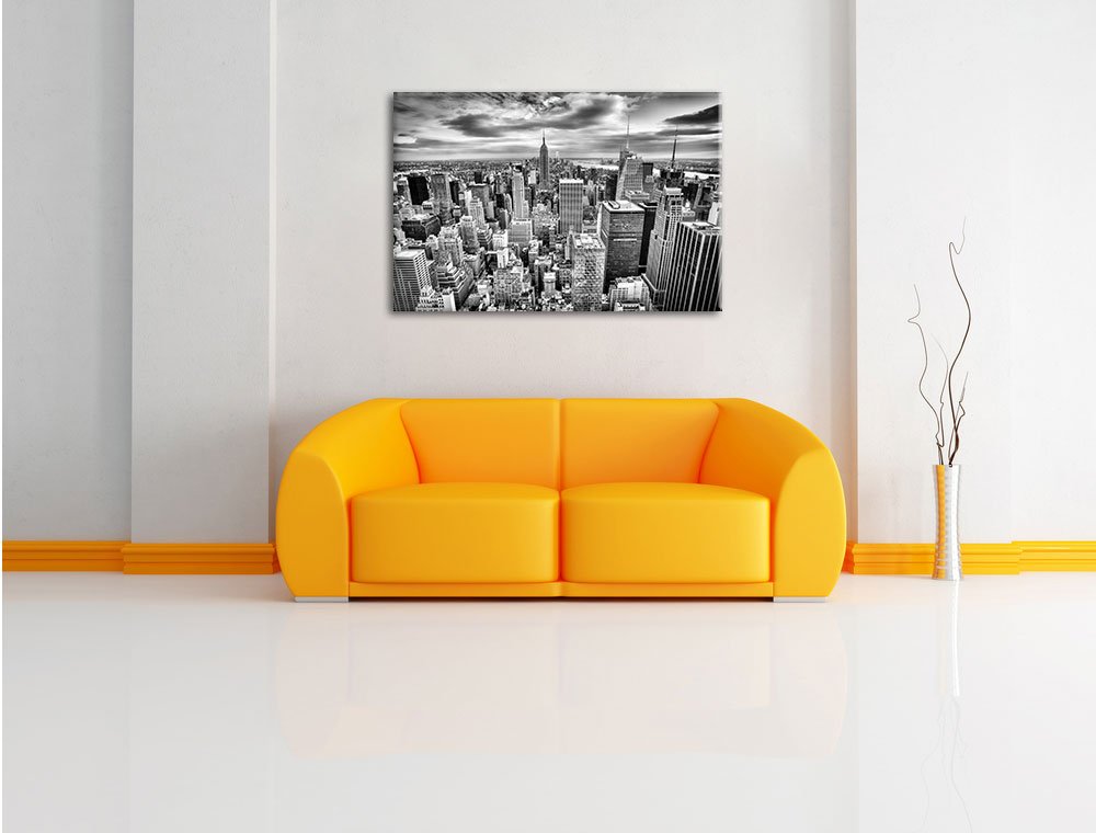 Pixxprint Skyline von New York, Größe: 120x80cm, Leinwandbild, fertig gespannt, Wandbild, Dekoration, Kunstdruck, kein Poster