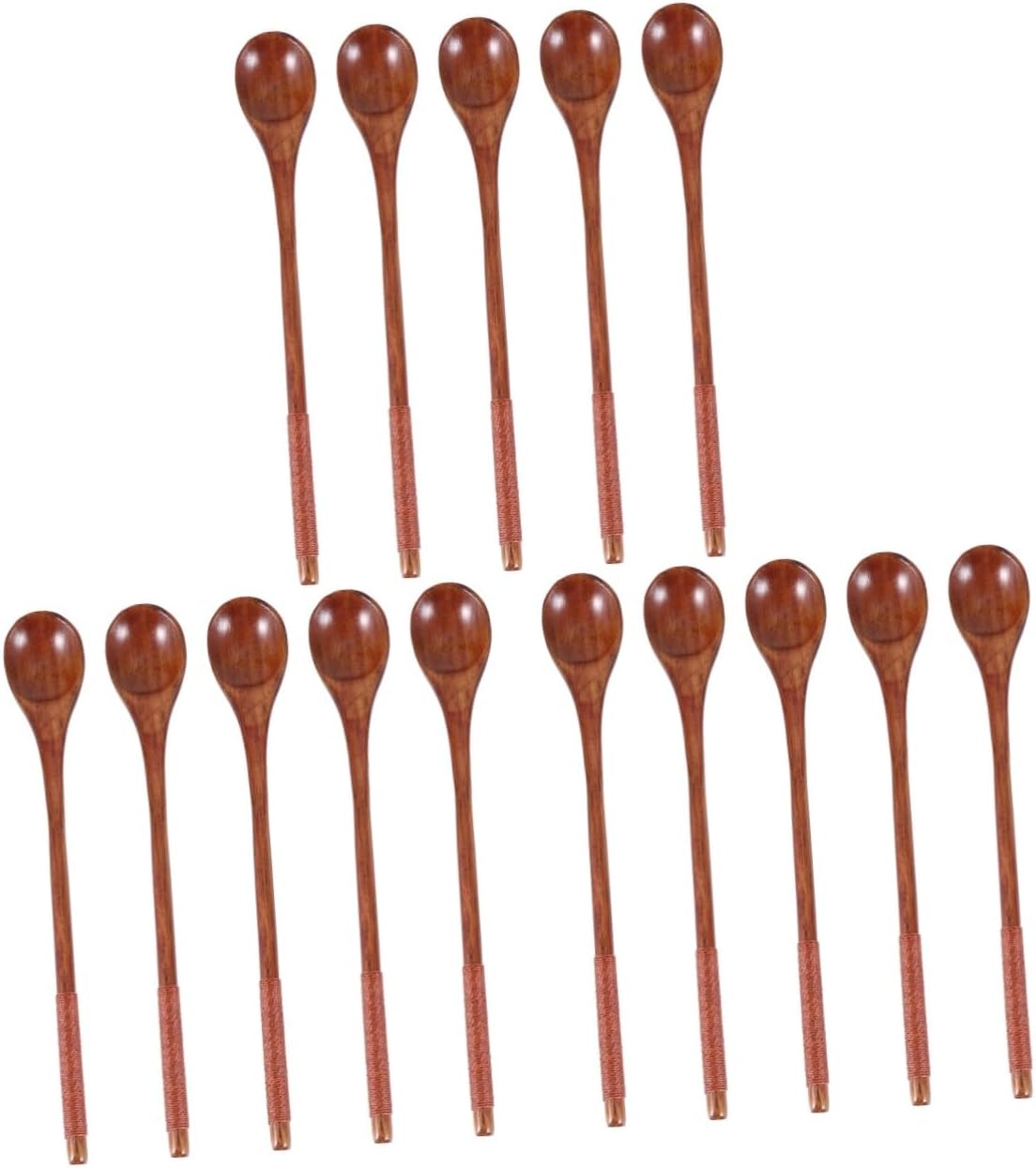 Unomor 15pcs Wooden Spoons Honey Stirring Mixing Spoons for Cooking Long Handle Natural Elegant Tableware Eco-friendly