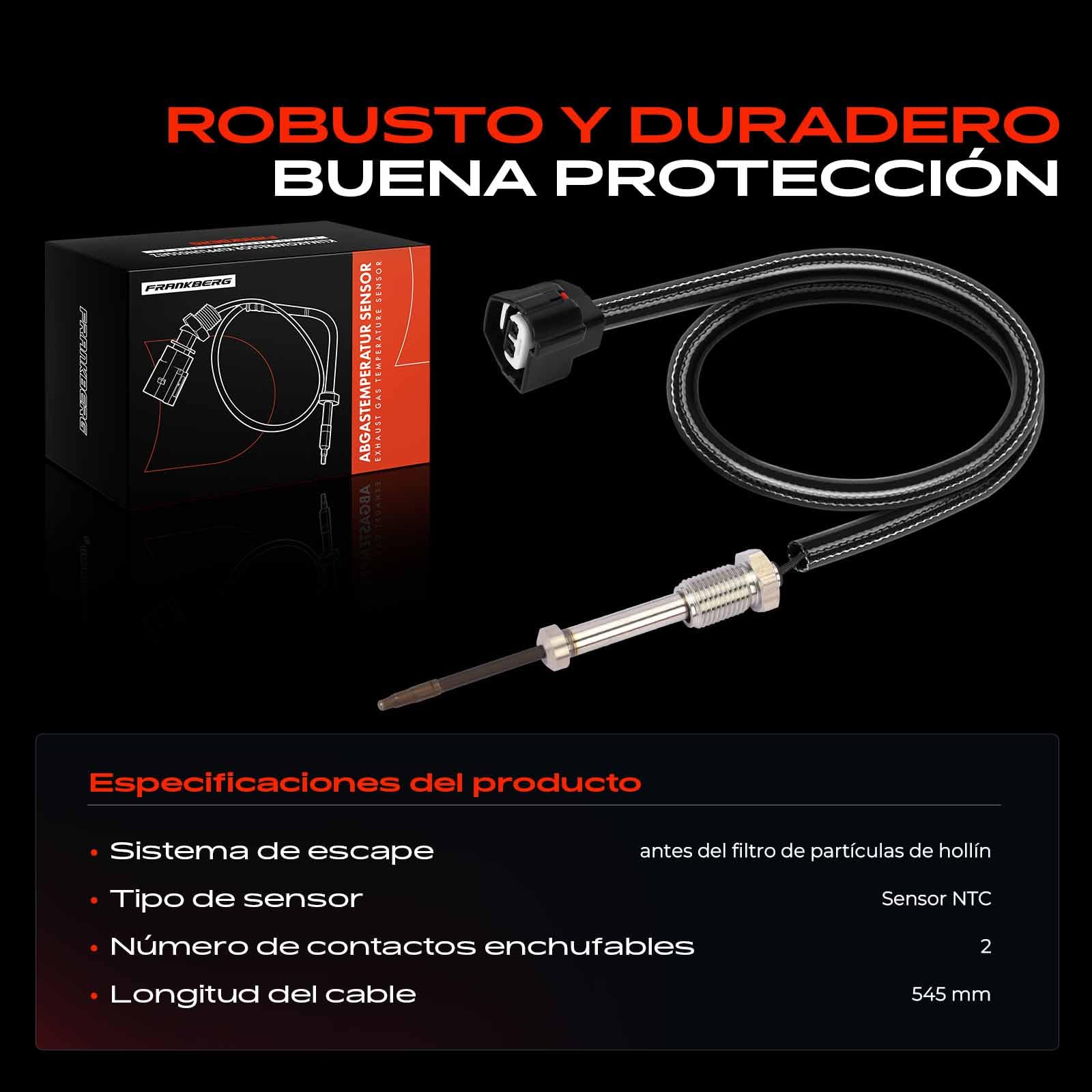 Frankberg Sensor de temperatura de gases de escape 2 Polos Compatible con Cube Z12 1.5L 2009-2014 Juke F15 1.5L 2010-2019 Replace# 226301FE0B