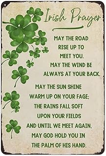 May the Road Rise Up to Meet You Metal Tin Sign Irish Prayer Sign Irish Blessing St Patricks Day Inspirational Green Wall Art Decor for Home Kitchen Women Cave Bathroom Cafe Bar Signs 8x12 Inch