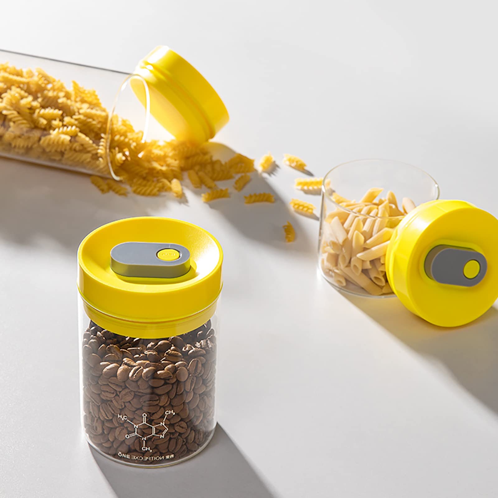Luftdichte Lebensmittelaufbewahrung aus Glas, Vorratsdose, Kaffeebehälter, Kaffee, vakuumierte Kaffeebohnen, versiegelte Dosen, Tee, Milchpulver, Glas, versiegelt, Küche, Lagerung von Trockenwaren, Me