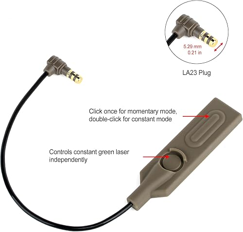 Miniatura 14 de Airsoft Upgrade Metal Tactical PEQ Aiming Laser Sight with LA23 Dual Pressure Switch, 8 Modes with Red/Green+IR+White Light with Brightness Adjust