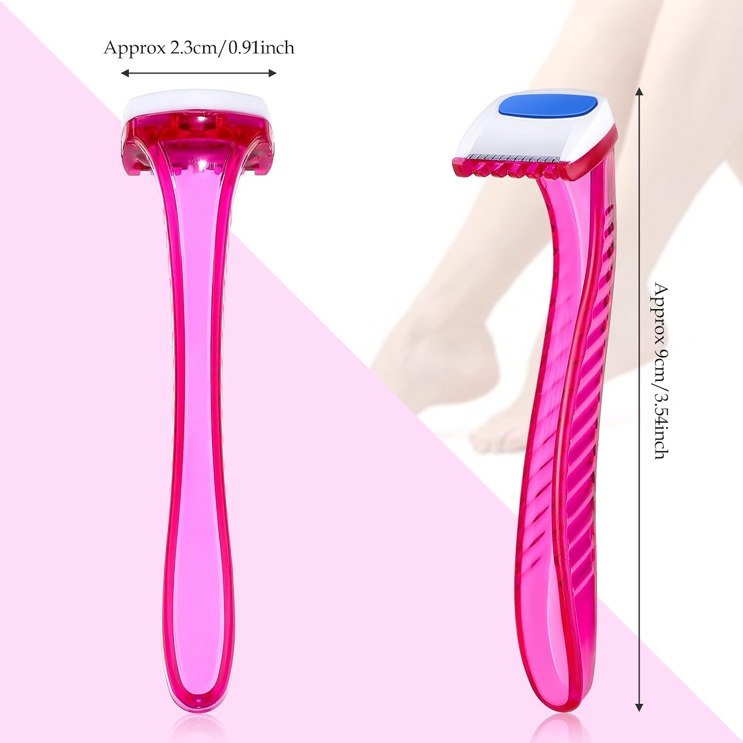 Honoson 12 Pcs Women Disposable Bikini Razors, Rosy, Dark Pink, Light Pink image 2