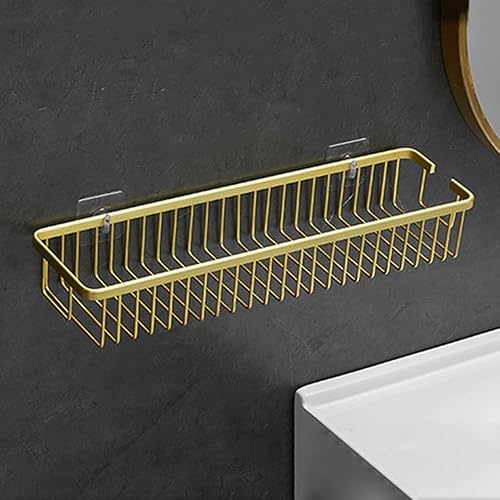 NevStp Estante de baño de aluminio para ducha, estantes flotantes, estante cosmético, organizador de almacenamiento de oro cepillado, accesorios de