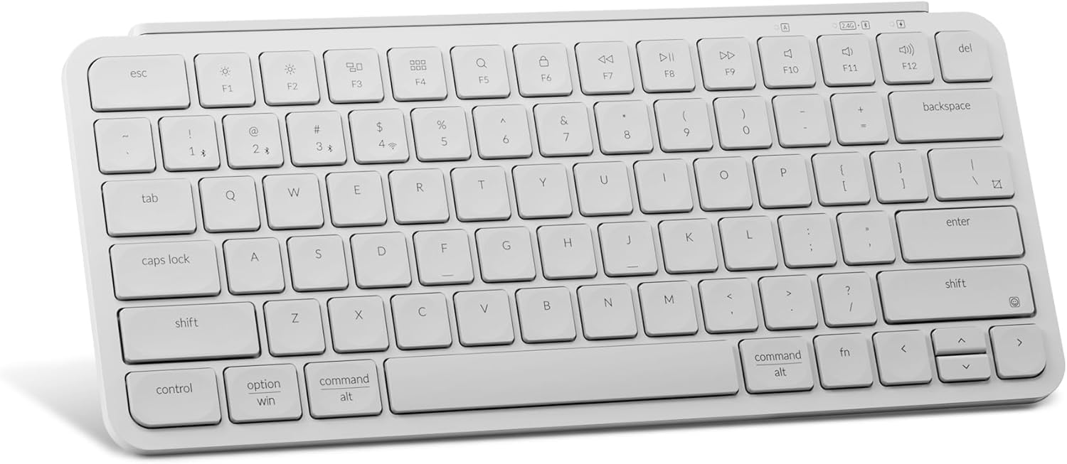 Keychron B1 Pro Teclado inalámbrico Ultrafino con personalización ZMK, 3 Modos Bluetooth/2,4 GHz/Cable 425 g Ligero con una batería de Larga duración de 1.200 Horas para Mac/Windows-Blanco Marfil