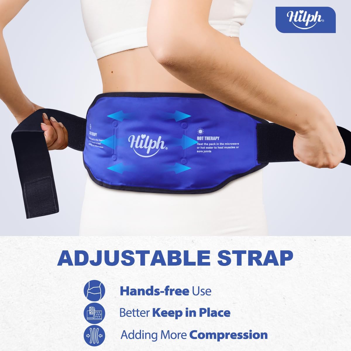 Hilph Back Ice Pack for Lower Back Pain, Adjustable Lumbar Ice Pack, Blue