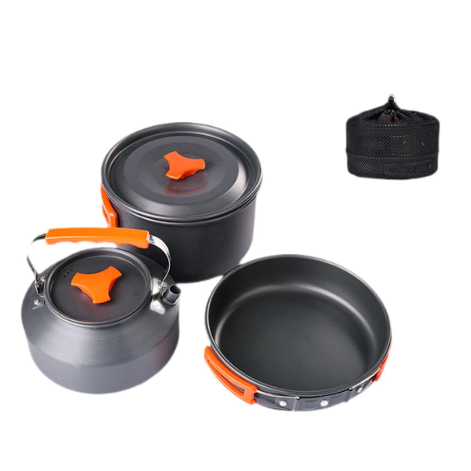 Amazon.co.jp: KIXZSAZ キャンプ用調理器具セット 鍋1つ フライパン1つ