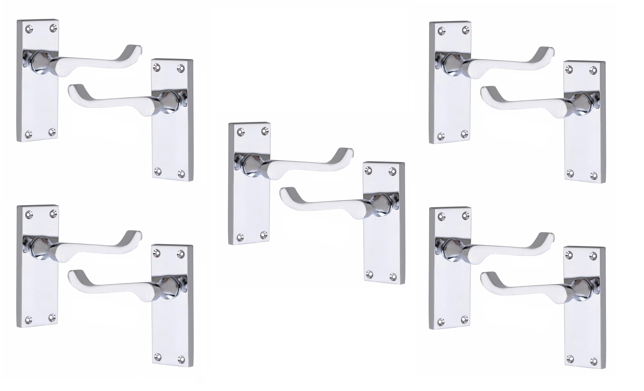 Golden Grace 5 Pairs Of Victorian Scroll Premium Polished Chrome Lever Latch Internal Door Handles 120mm X 40mm from B&Q