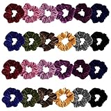 Madholly 24 pieces Velvet Hair Ties, Super Soft Velvet Hair Scrunchies Set, Durable Stay in Place Elastic Velvet Hair Accessories Hair Bands Ropes in 12 Different Colors