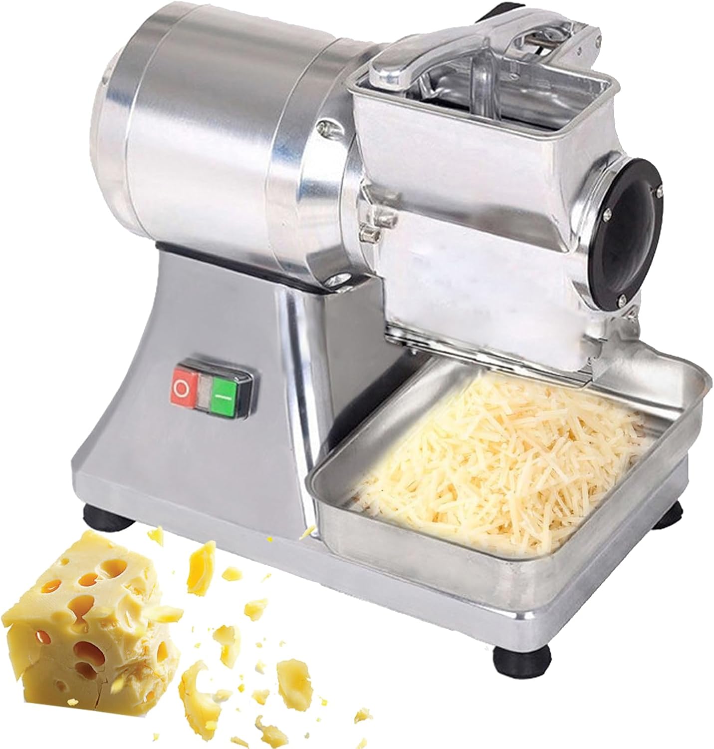 Commercial Cheese Grater, 550W Rotary Electric Grater Machine with Stainless Steel Tray, Commercial Electric Cheese Shredder for Cheese, Butter, Bread Bran Crumbs
