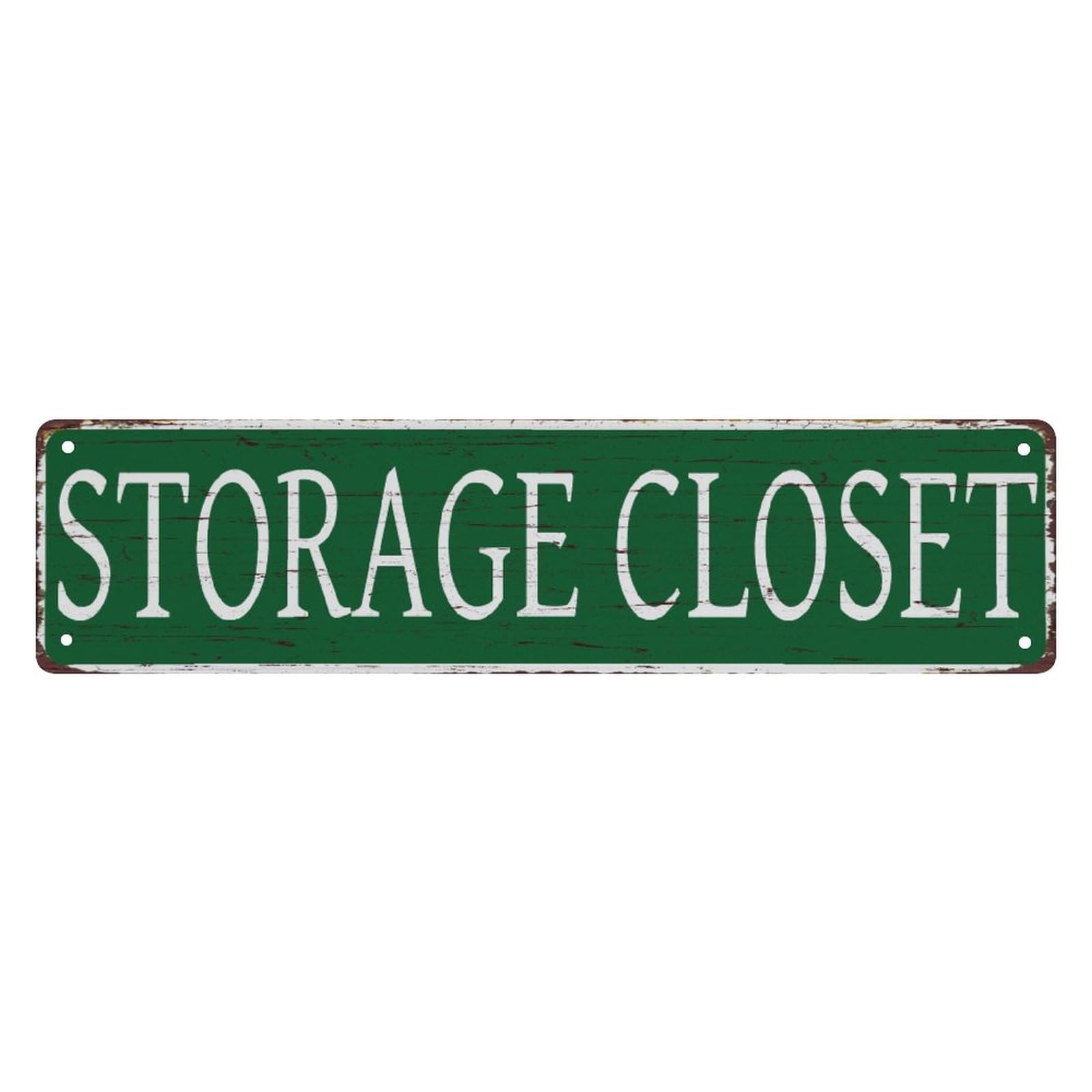Peiyeety A010 Vintage Metal Tin Sign Decorative Wall Art Storage Closet Themed Sign, Rustic Style, Durable Waterproof Rustproof, For Home, Home Decor, Utility, Easy To Mount, 4X16 Inch