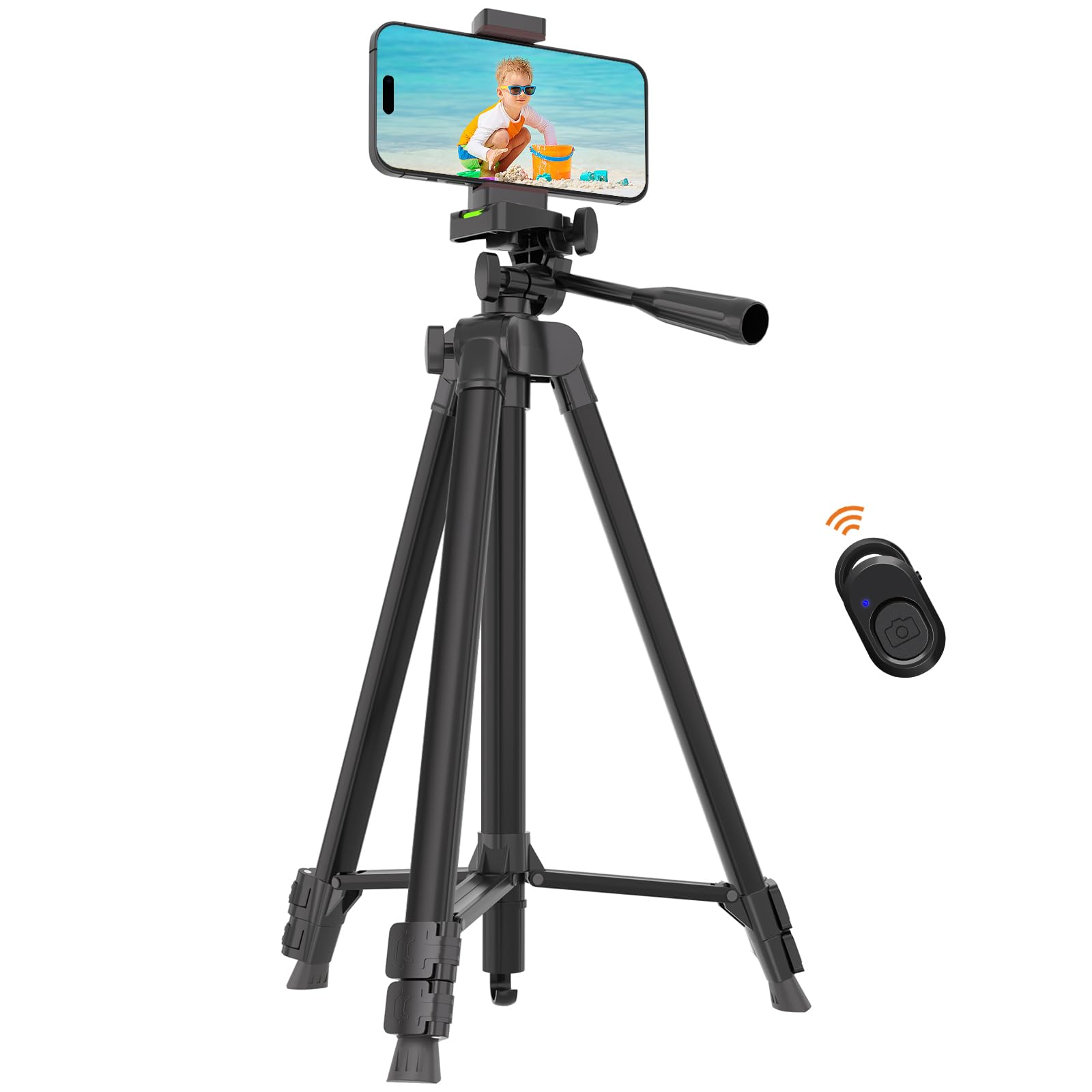 Luswemi 53'' Phone & Camera Mount Tripod Stand with Remote and Holder, Portable Cellphone Tripod Compatible with iPhone 16 Pro Max/15 Pro/Samsung/DJI/