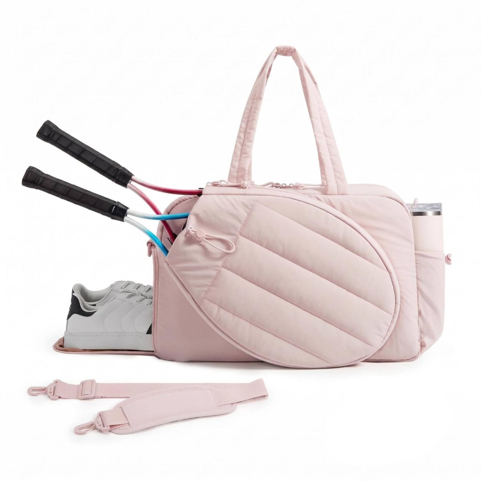 Padded Quilted Sports Bag Zippered Compartments Lotus Pink | Construction Carrying Options Storage Layout Sports Ready Practical Pink Lotus-picture-23