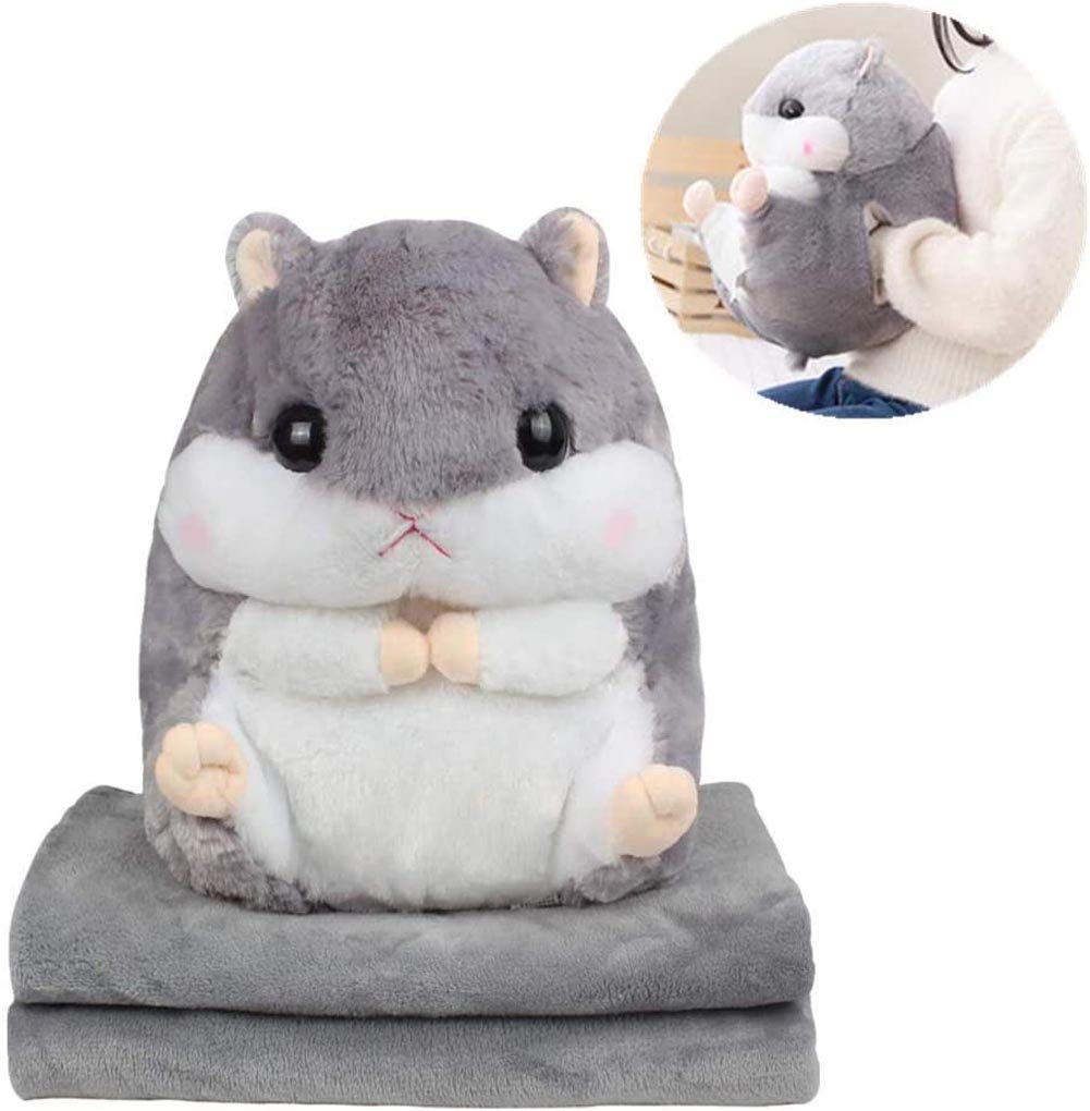 Plushed 3 In 1 Stuffed Hamster Air Conditioning Blanket With Hand Warmer - 39 X 67in