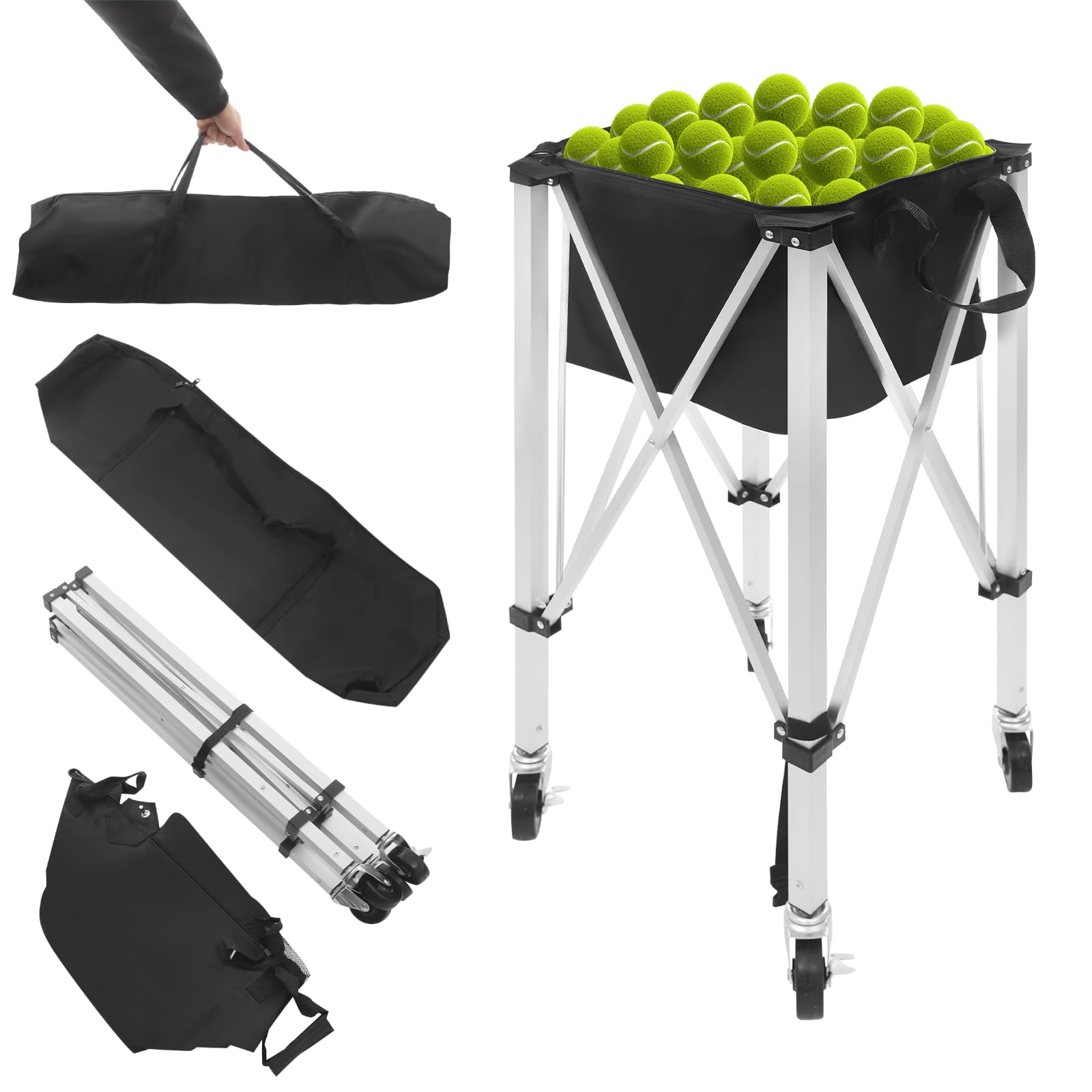 Ballkorb Tennis, Platz für170 Bälle,Tragfähigkeit 44.09lbs Tennis Training