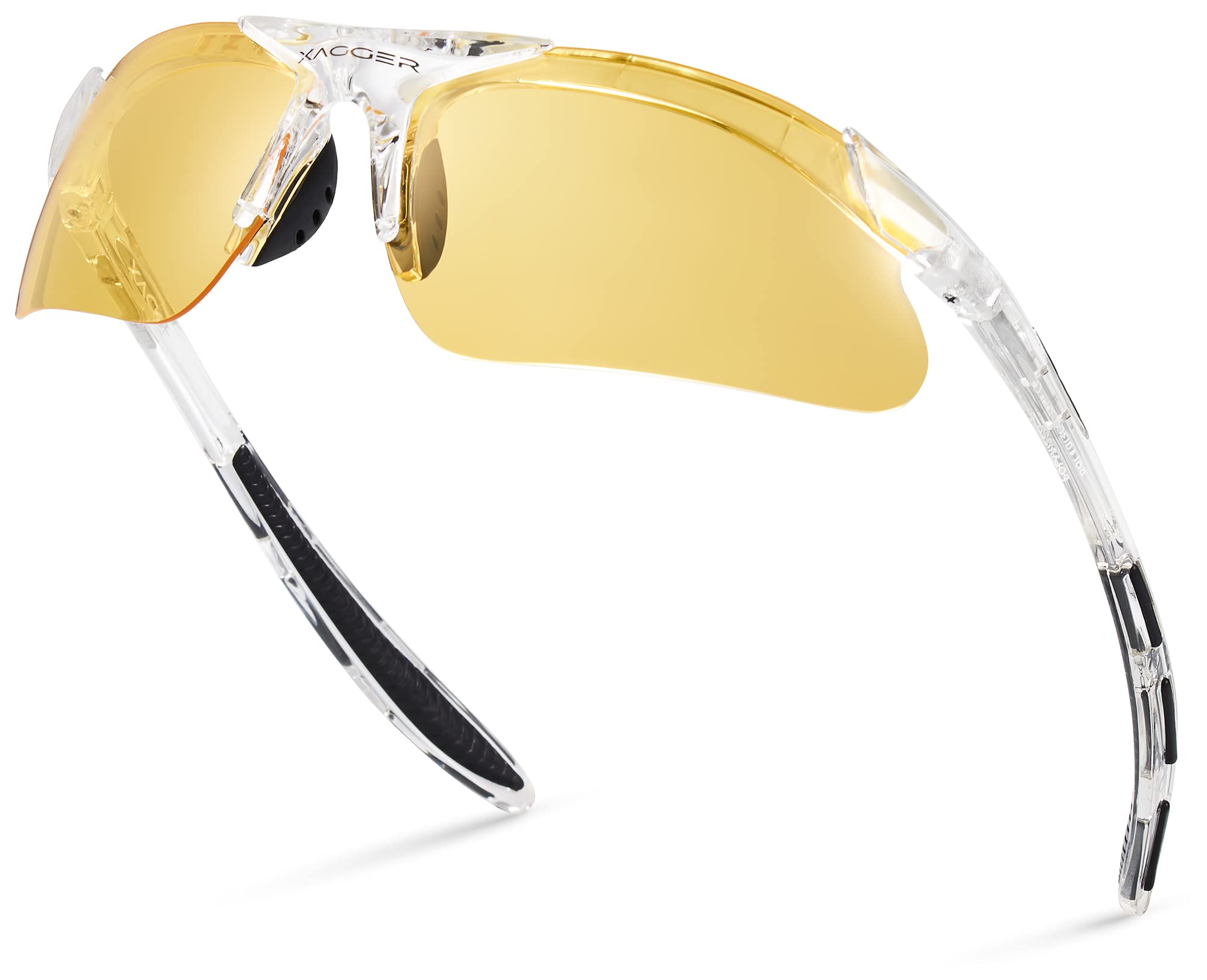 Polarisierte Sport-Sonnenbrille für Kinder, Jungen, Mädchen, Baseball-Softball-Brille, TR90-Rahmen, transparent, gelbe Nachtsicht, Alter 8–14 Jahre