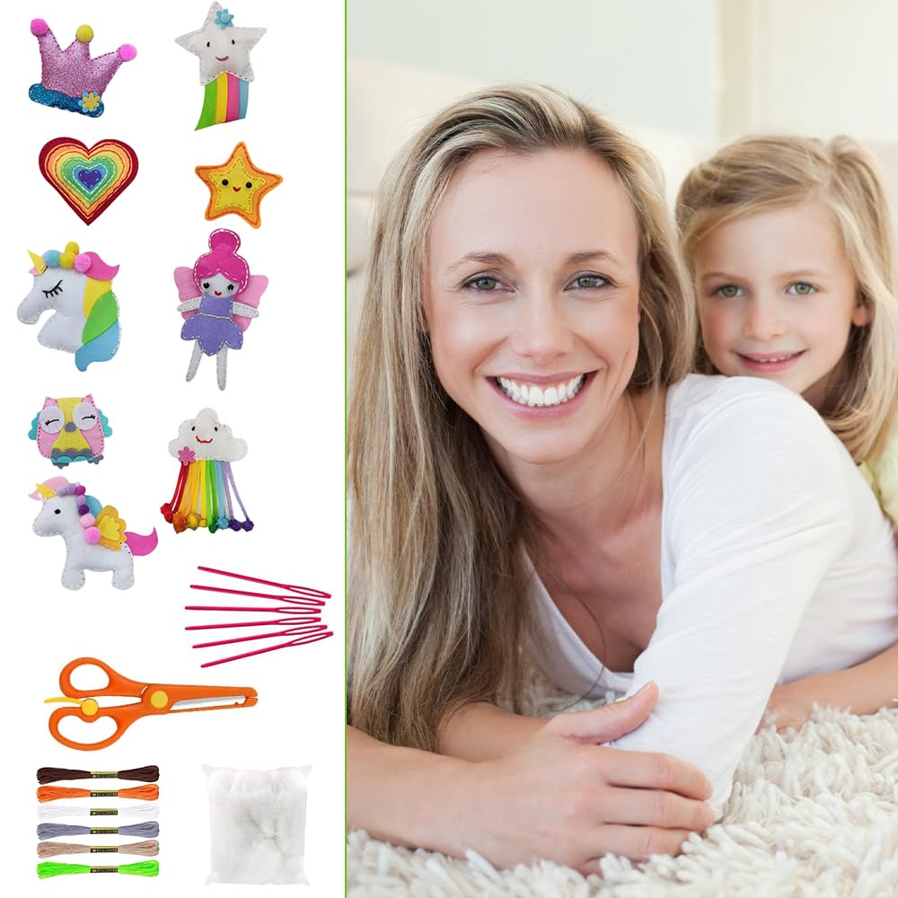 WSNDM Kit De Couture Feutre Dinosaure Pour Enfants - 10 Pièces Animaux Peluche DIY Apprentissage Couture