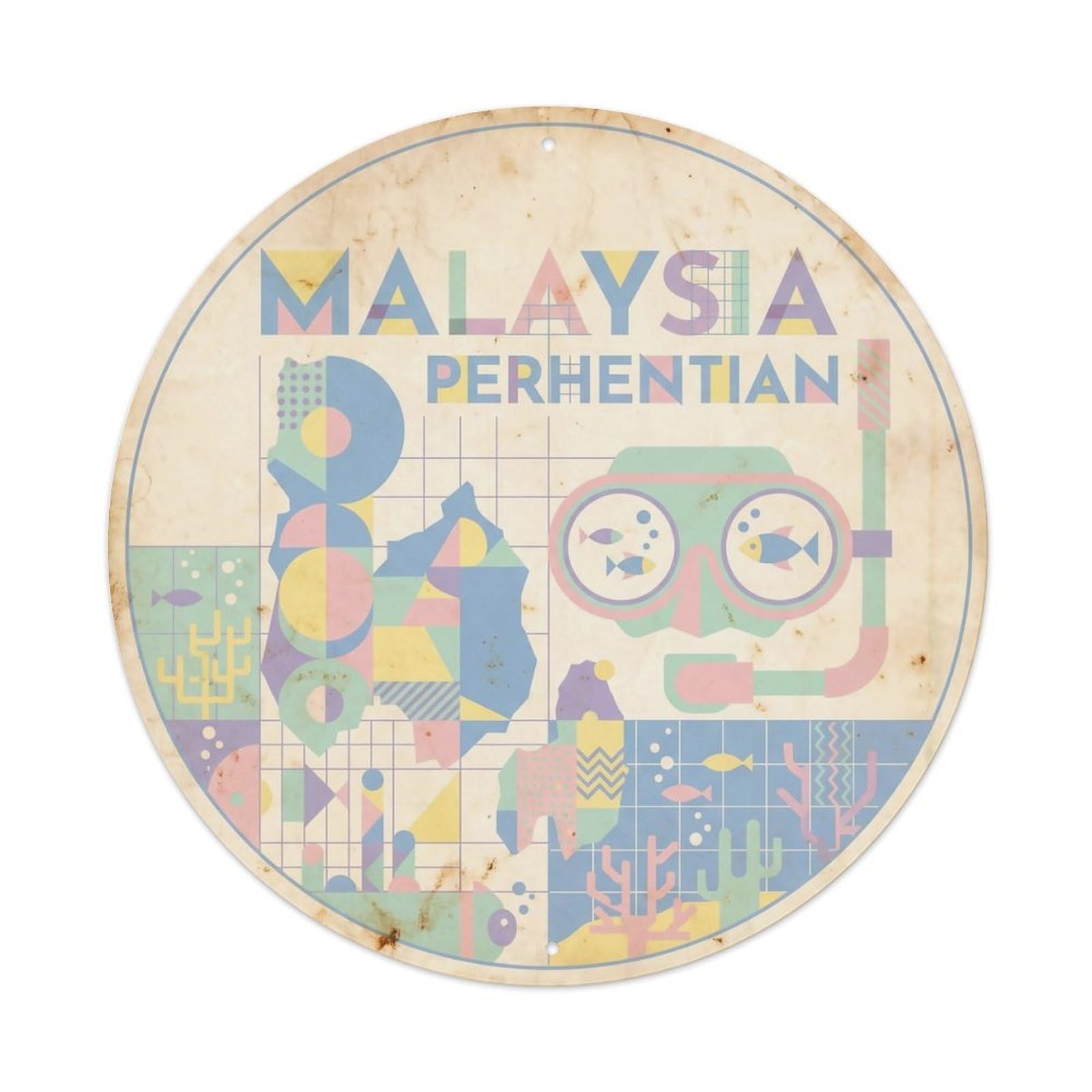 Odgynaw 8X8inch(20X20cm) Malaysia Perhentian Islands Ocean Coast Island Resort Metal Tin Sign