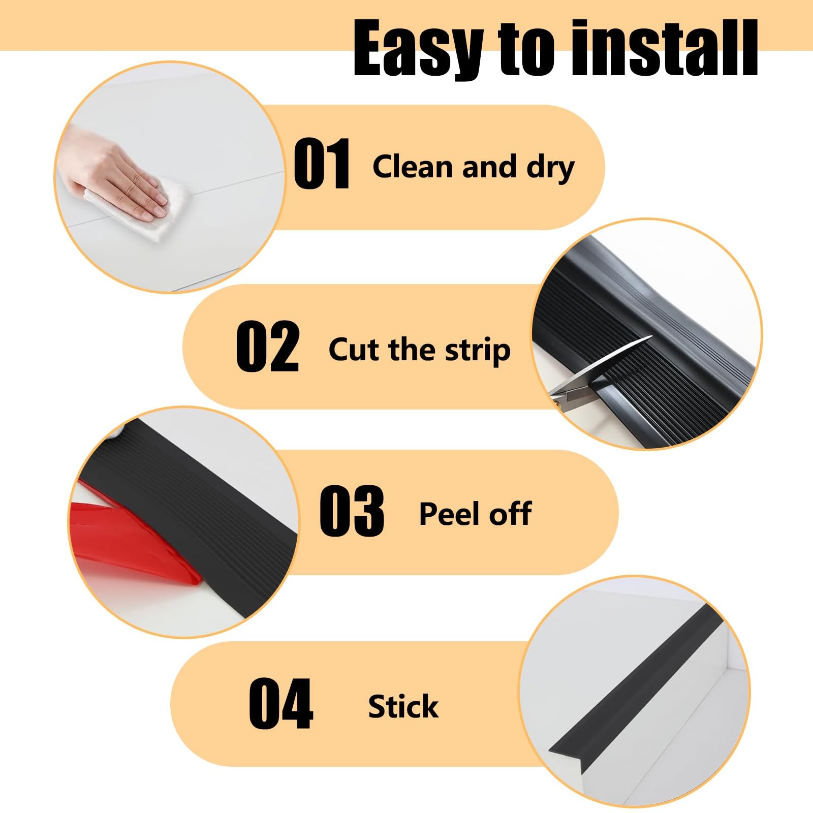 Tira De Vinilo Autoadhesiva Antideslizante Para Escalera, Borde De Escalera De Goma De PVC, Esquina De Goma Antideslizante For Escalera, Para Peldaños De Interior Y Exterior, Cantonera Protector(Grey,