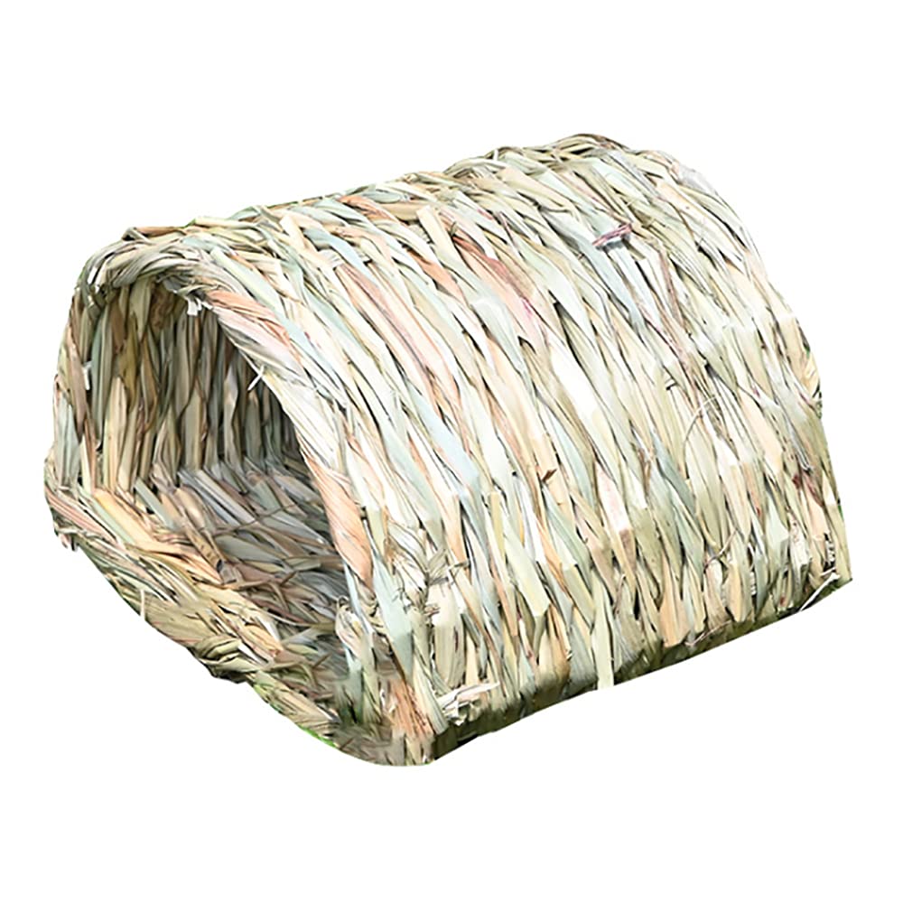 Maison tunnel en herbe tissée pour hamster, cochon d'Inde, base secrète pour le dressage de lapins nains, dragons barbu et autres animaux de poche