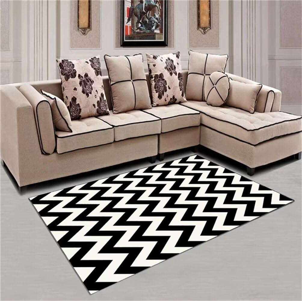 Tapis princesse 200x200 moderne noir et lavable pour chambre et salon