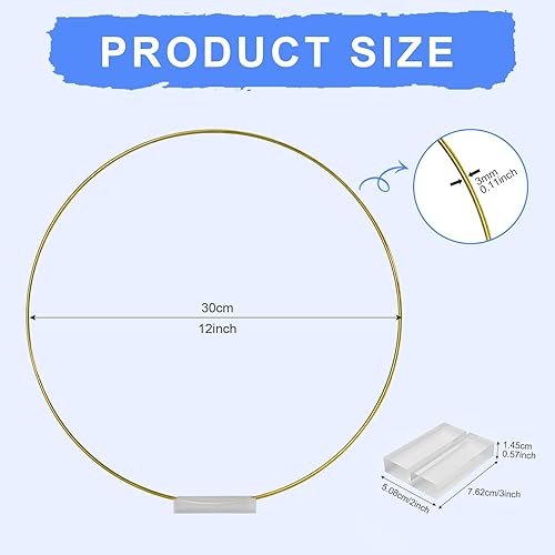 Miniatura 3 de TEKXYZ Aros florales de metal dorado de 12 pulgadas con bases acrílicas transparentes para decoración de centro de mesa, paquete de 10