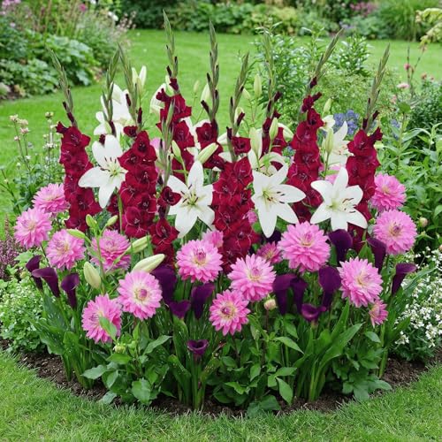 Lot de 25 bulbes de fleurs d'été Sunny Days Mix (25 bulbes), glaïeuls, lys, dahlias, freesia | Mélange exclusif de Hollande | Plantes vivaces pour jardin,...