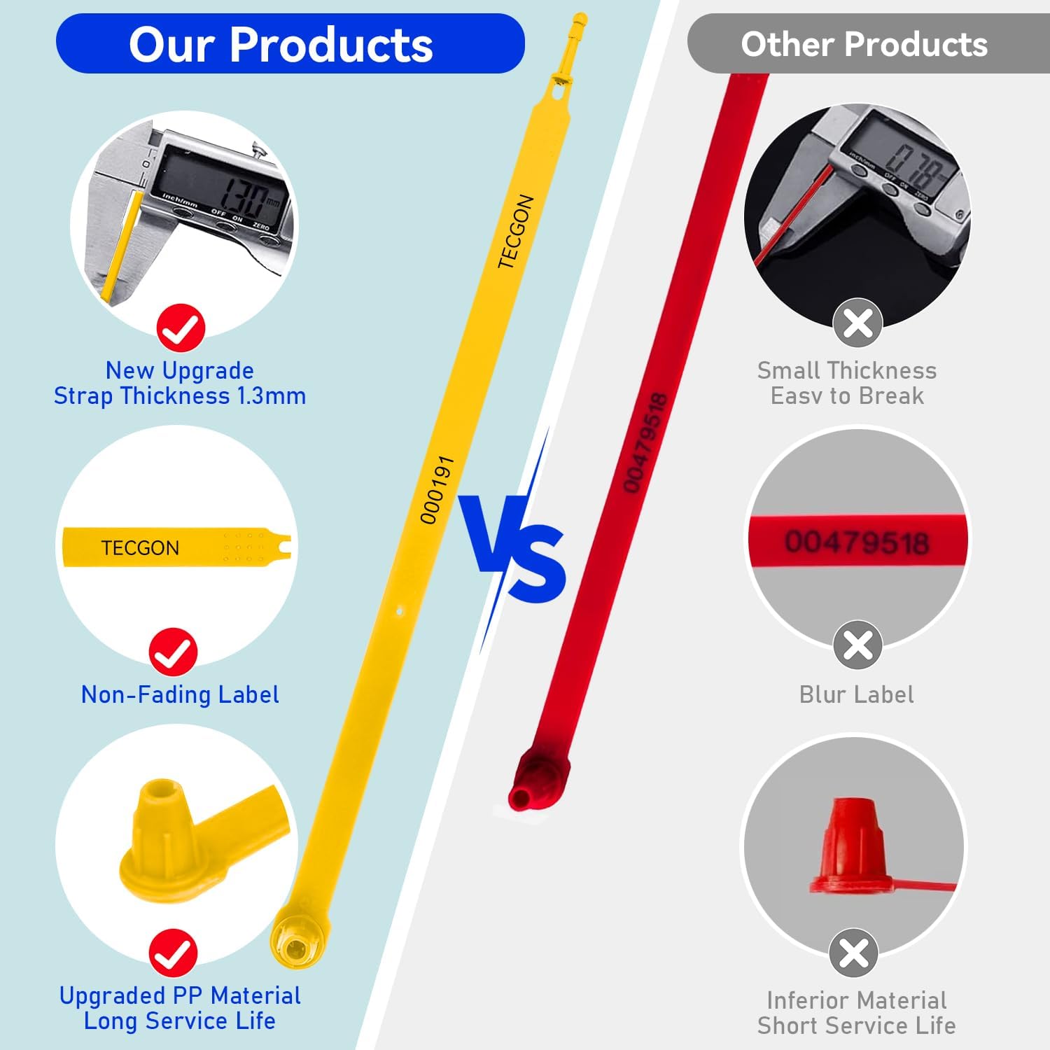 1000 Pack Plastic Tamper Seals Fire Extinguisher Tags Security Tags Seals Safety Numbered Zip Ties Labels Safety Disposable Self Locking Signage 9.84 inch Length - Image 3