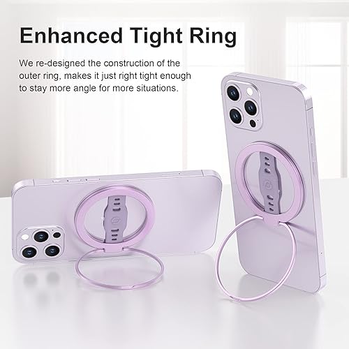Miniatura 3 de EWA MagOne (2 generación) compatible con soporte MagSafe para teléfono con correa de silicona para el dedo, soporte de anillo magnético extraíble,