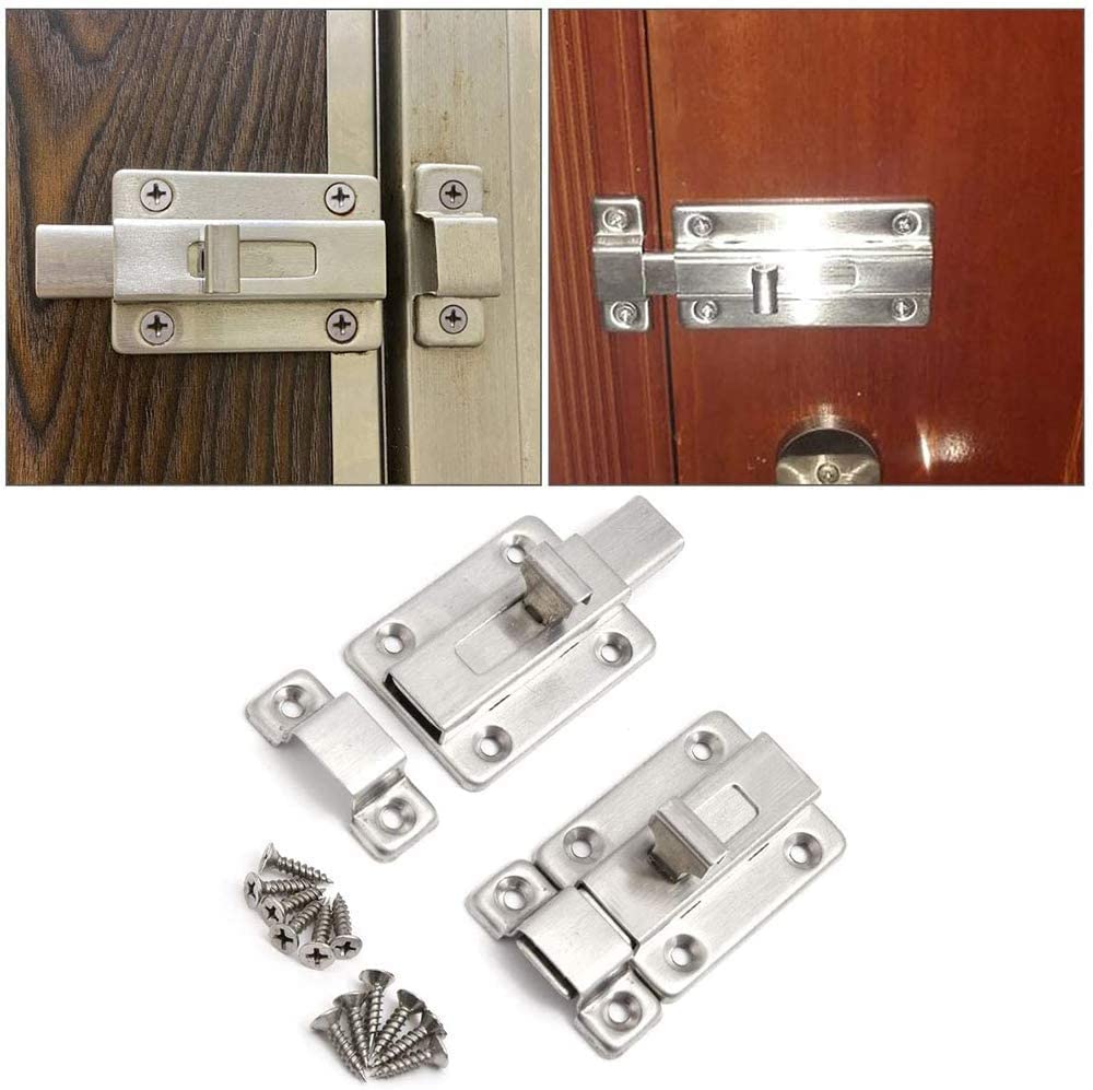 Cerradura de perno, perno de puerta, perno de puerta, 2 piezas, pernos de puerta, pestillo de acero inoxidable, cerradura de puerta corrediza, perno deslizante montado en superficie for todo