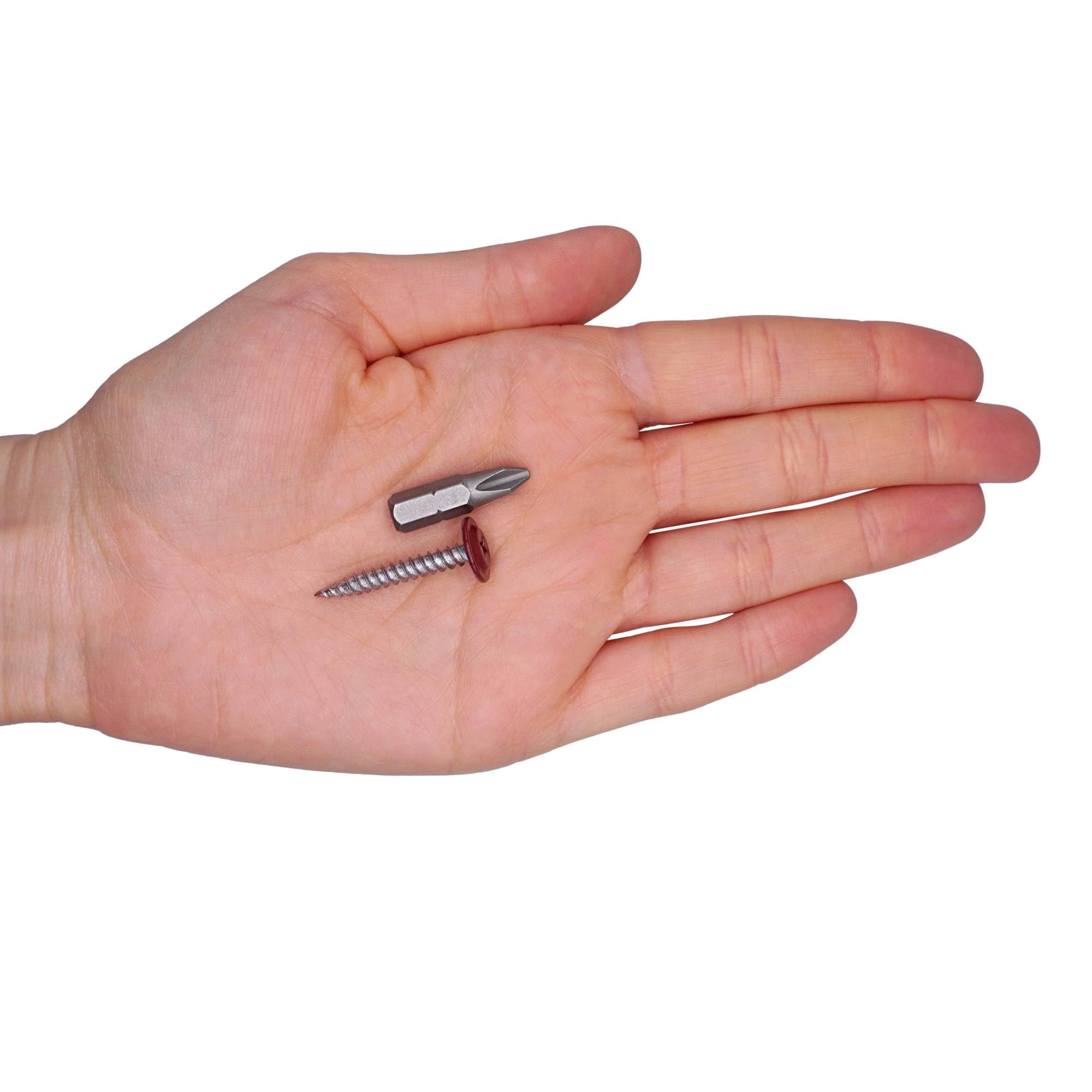 SKIR'CO (50 szt.) Malowane wkręty samogwintujące do drewna 4,2 x 30 mm, wkręt metalowy, łeb kratownicowy o zmodyfikowanym PH (czerwony tlenek RAL 3009)