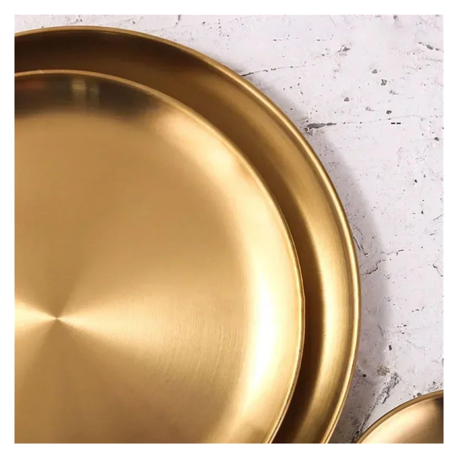 Bandeja Perfumes Bandeja de Almacenamiento Acero Inoxidable Dorada, Plato Redondo latón Dorado, exhibición Joyas for postres, Frutas y Aperitivos(Diameter 17 cm)
