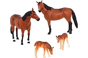Plastic Horses, 4-Piece Horse Set for Realistic Play
