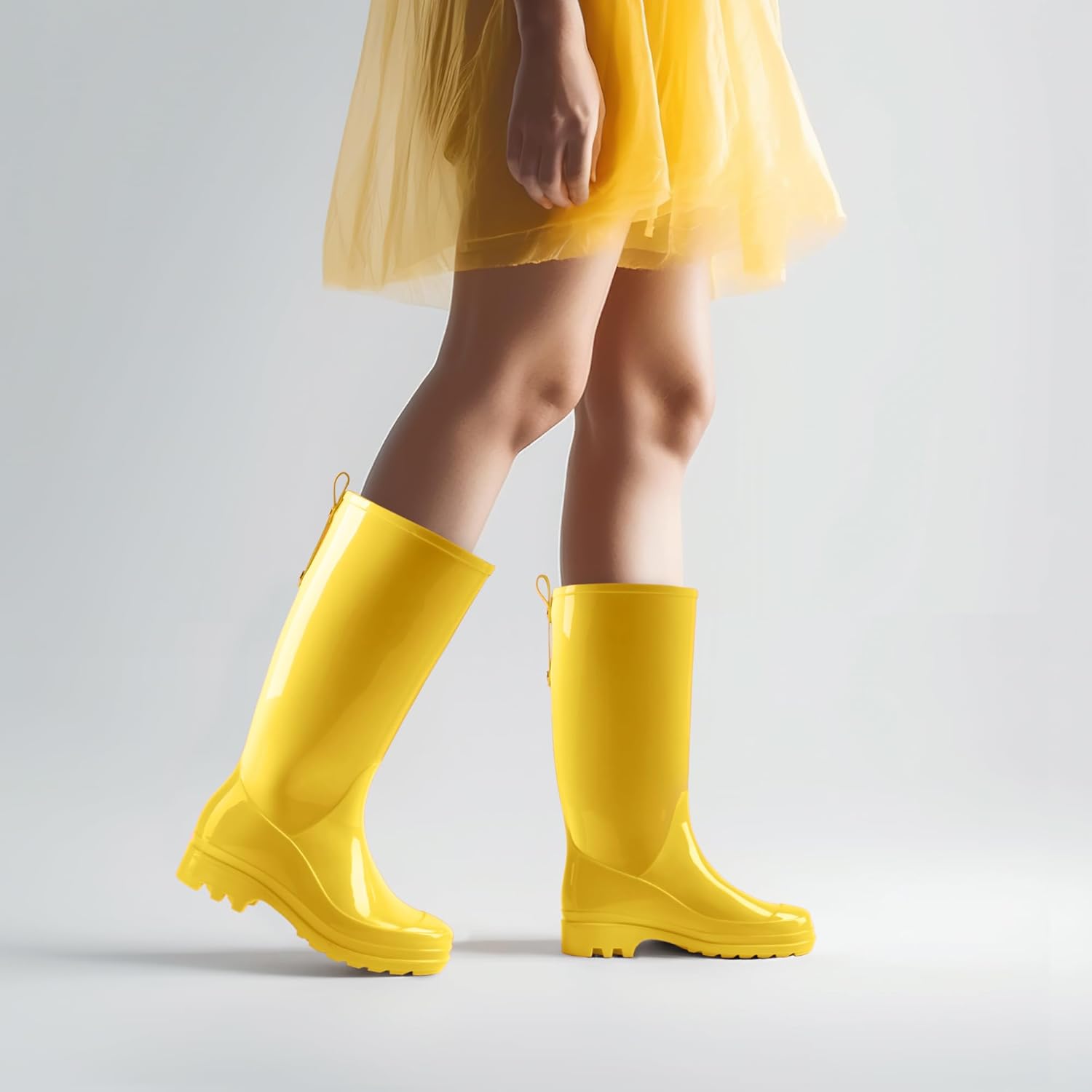 HISEA Rain Boots for Women Waterproof Garden Boots, Knee High Rain Shoes with Comfort Insole, Non-Slip Seamless Tall Rain Boots