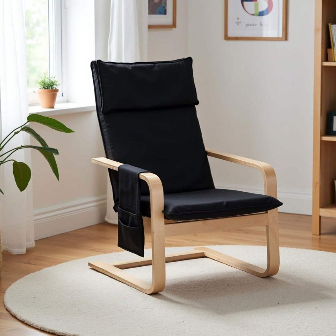 Gremium Poltrona Relax In Tessuto Con Schienale Ergonomico, Seduta Imbottita Sfoderabile, Cuscino Poggiatesta, Struttura in Legno Con Braccioli e Sacca Portaoggetti