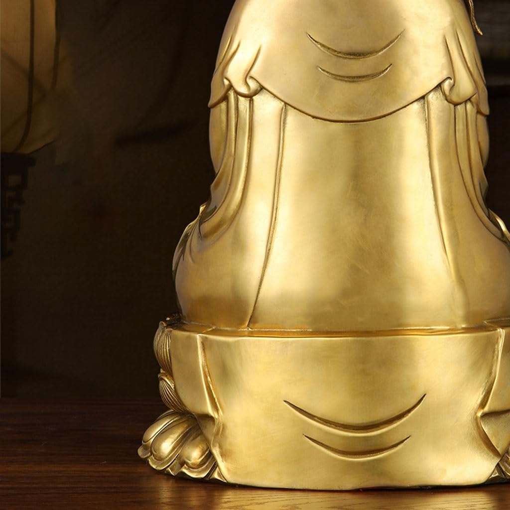 Posąg Buddy do wnętrz Mosiądz Guanyin Brązowy Statuetka Ozdoby Do Medytacji Guanyin Biuro Hostel Ozdoby Medytująca Posąg Buddy Figurka Rzeźba